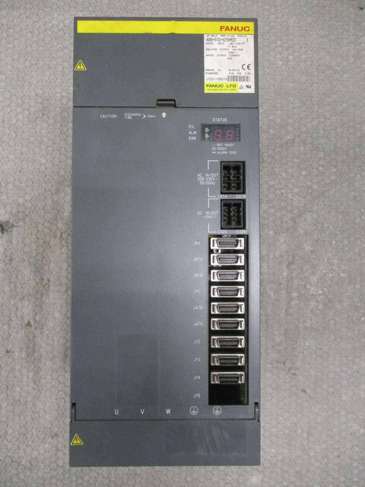 FANUC-A60B-6102-H215H520-Spindle-Amplifier-Module-175kW-283-325VDC-63A-Ver-E-163016827901 FANUC A60B-6102-H215#H520 Spindle Amplifier Module 17.5kW 283-325VDC 63A Ver E - Image 1