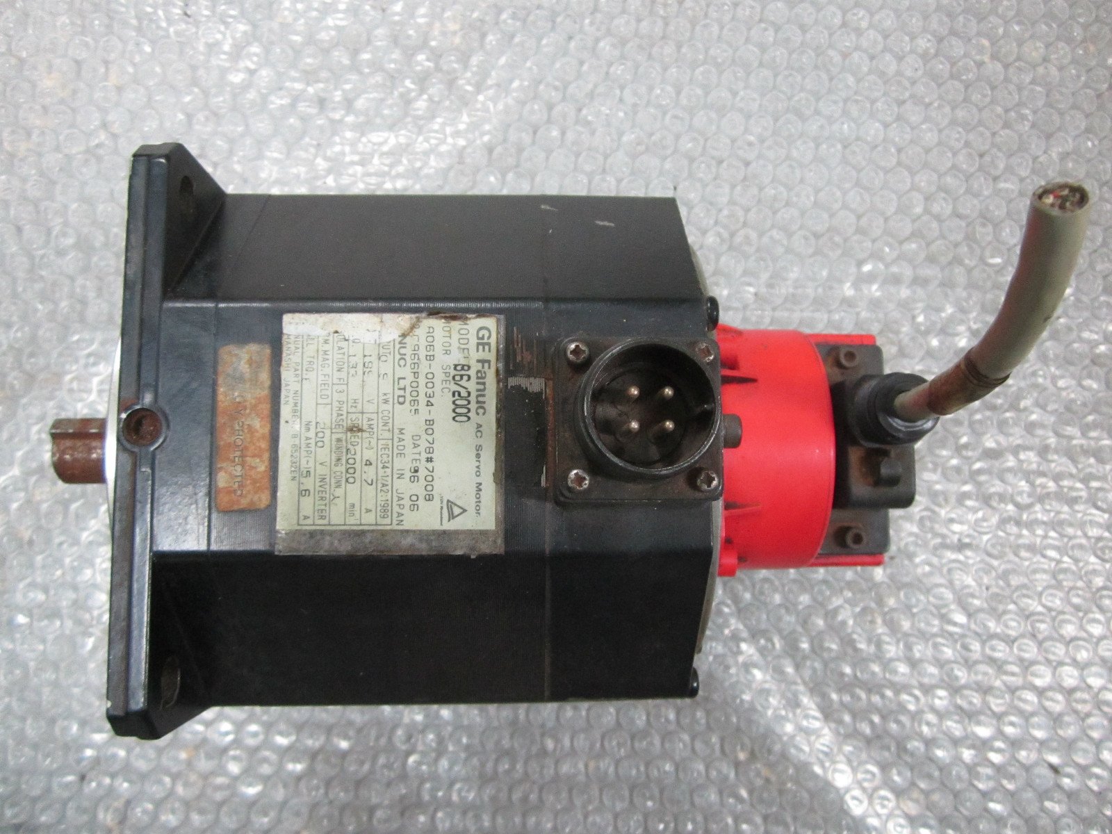 GE-Fanuc-A06B-0034-B0787008-AC-Servo-Motor-Model-B62000-47A-Nm-56AmpTested-151657278421 GE Fanuc A06B-0034-B078#7008 AC Servo Motor Model B6/2000 4.7A Nm 5.6Amp*Tested* - Image 1