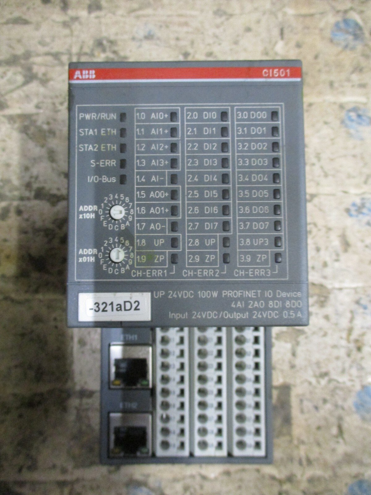 ABB-CI501-PNIO-C1-1SAP220600R0001-Profinet-Bus-Unit-DI8DO4AI2AO-24VDCTested-167500495652 ABB CI501-PNIO C1 1SAP220600R0001 Profinet Bus Unit DI/8DO/4AI/2AO 24VDC*Tested* - Image 1