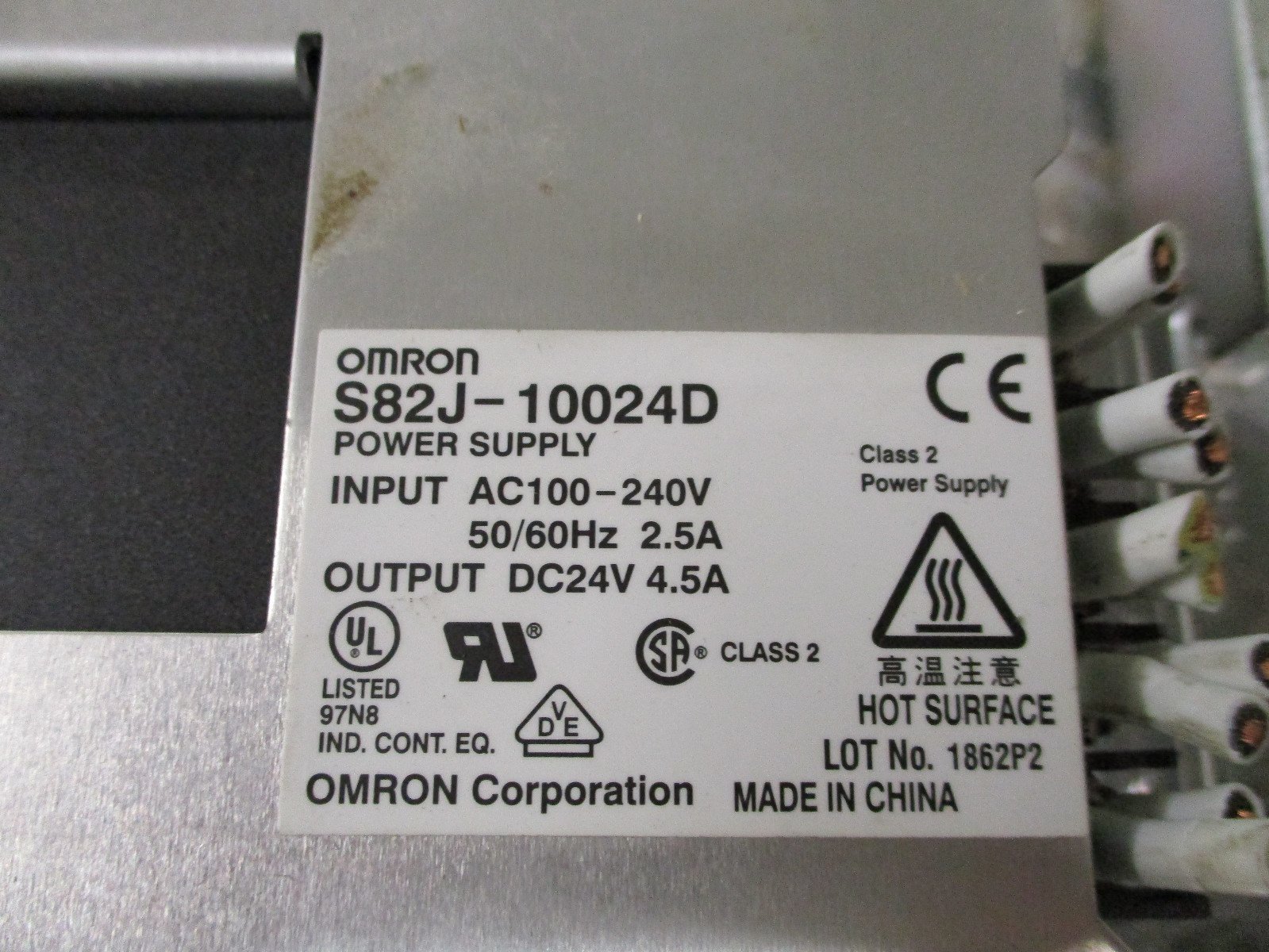 Omron-S82J-10024D-DC-Power-Supply-100-240VAC-24VDC-45A-Fully-Tested-152721370692 Omron S82J-10024D DC Power Supply 100-240VAC 24VDC 4.5A *Fully Tested* - Image 1