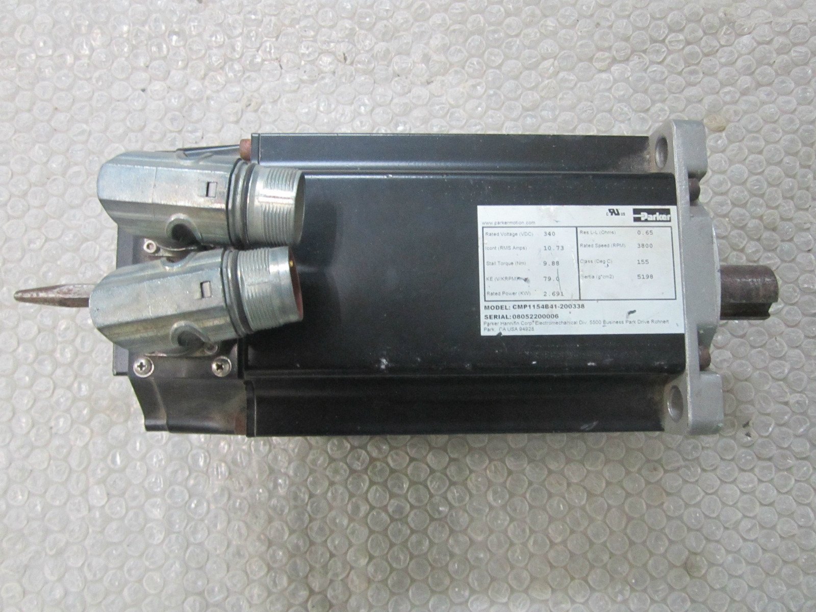 Parker-CMP1154B41-200338-AC-Servo-Motor-340VDC-79KE-269KW-1073A-3800RPM-152424188032 Parker CMP1154B41-200338 AC Servo Motor 340VDC 79KE 2.69KW 10.73A 3800RPM - Image 1