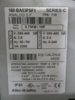 Allen Bradley 160-BA03PSF1 Analog S.F. 460VAC Ser C FRN 7.05 0.75kW/1HP *Tested* - Image 5