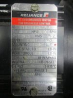 Reliance Electric B18H1070P-WZ AC synchronous Motor 3HP 2000rpm 9.5A *Tested* - Image 7