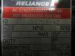 Reliance Electric B18H1070P-WZ AC synchronous Motor 3HP 2000rpm 9.5A *Tested* - Image 8