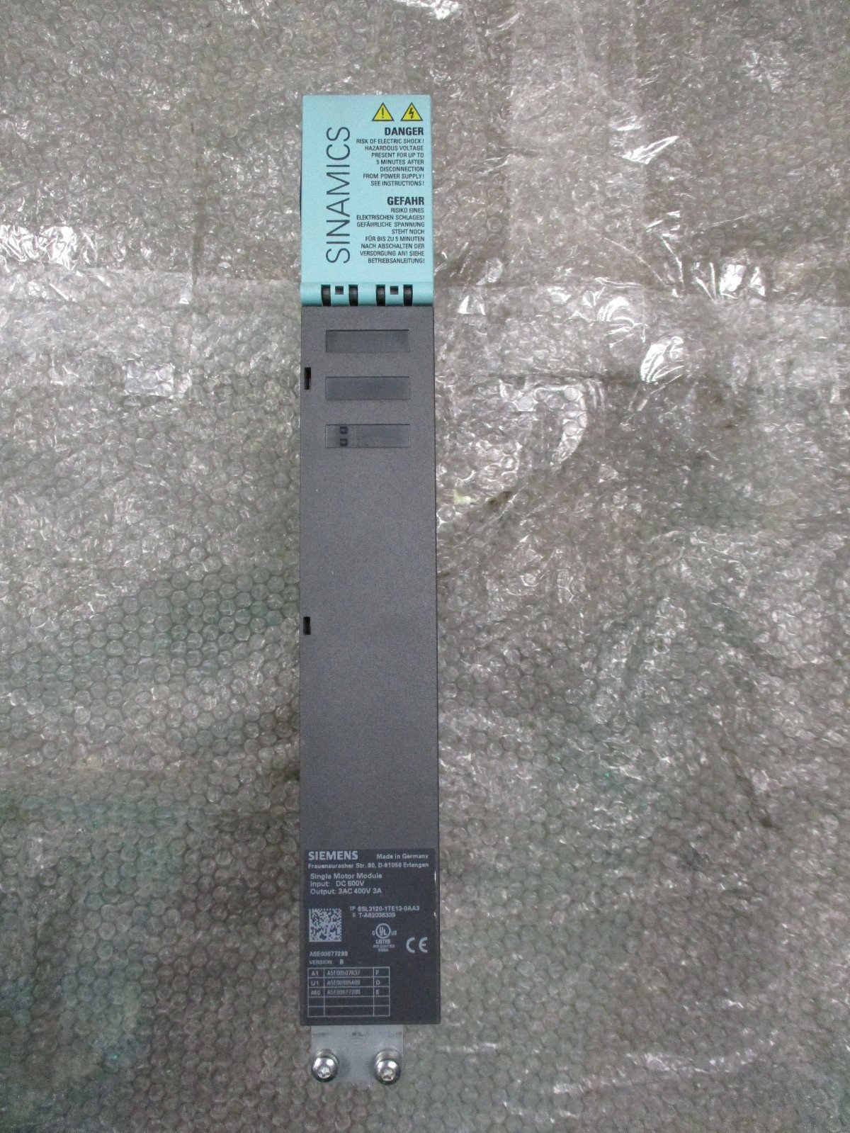 Siemens-6SL3120-1TE13-0AA3-Sinamics-Single-Motor-Module-DC-600V-Ver-B-Tested-163347590873 Siemens 6SL3120-1TE13-0AA3 Sinamics Single Motor Module DC 600V Ver B *Tested* - Image 1