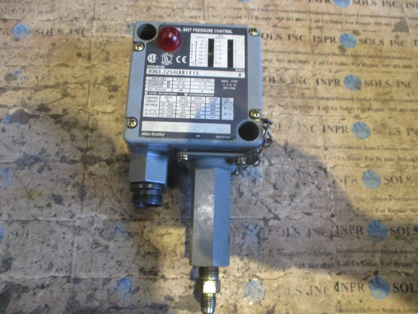 Allen-Bradley-836T-T254J-Pressure-Switch-Ser-A-120-600V-7200720VA-42barTested-167072288544 Allen Bradley 836T-T254J Pressure Switch Ser A 120-600V 7200/720VA 42bar*Tested* - Image 1