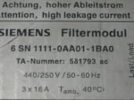 Siemens FilterModule 6SN1111-0AA01-1BA0 16 Amps *Test* - Image 4