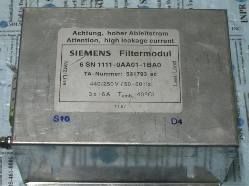 Siemens-FilterModule-6SN1111-0AA01-1BA0-16-Amps-Test-161769532534 Siemens FilterModule 6SN1111-0AA01-1BA0 16 Amps *Test* - Image 1