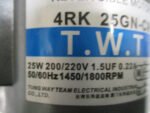 Tung Way 4RK 25GN-CM Reversible Motor 25W 200/220VAC 0.22A 1.5uF *Tested* - Image 7