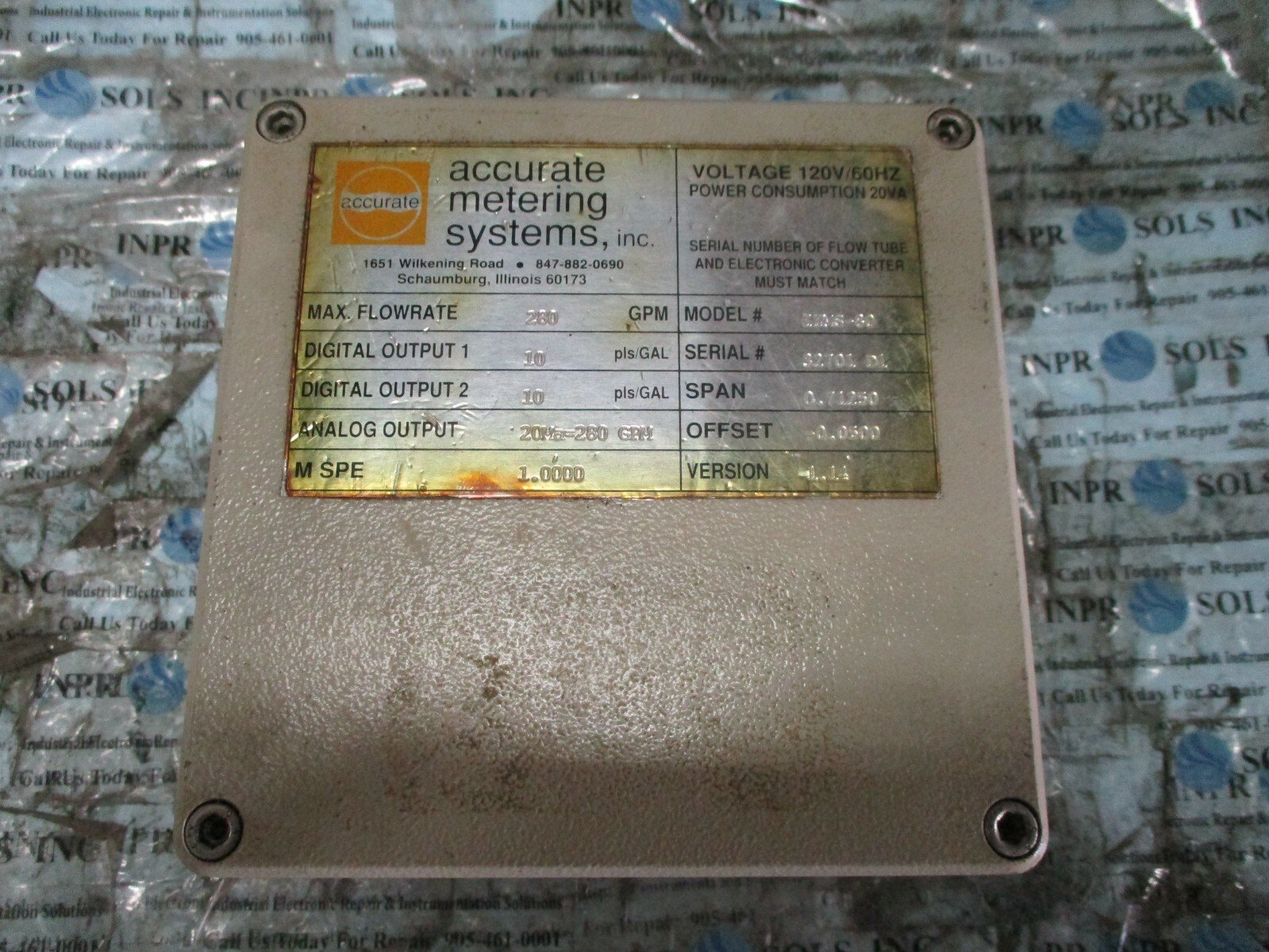 ACCURATE-IZMS-80-Flow-Metering-Control-System-230GPM-07125-Ver114-20MaParts-164927355925 ACCURATE IZMS-80 Flow Metering Control System 230GPM 0.7125 Ver.1.14 20Ma*Parts* - Image 1