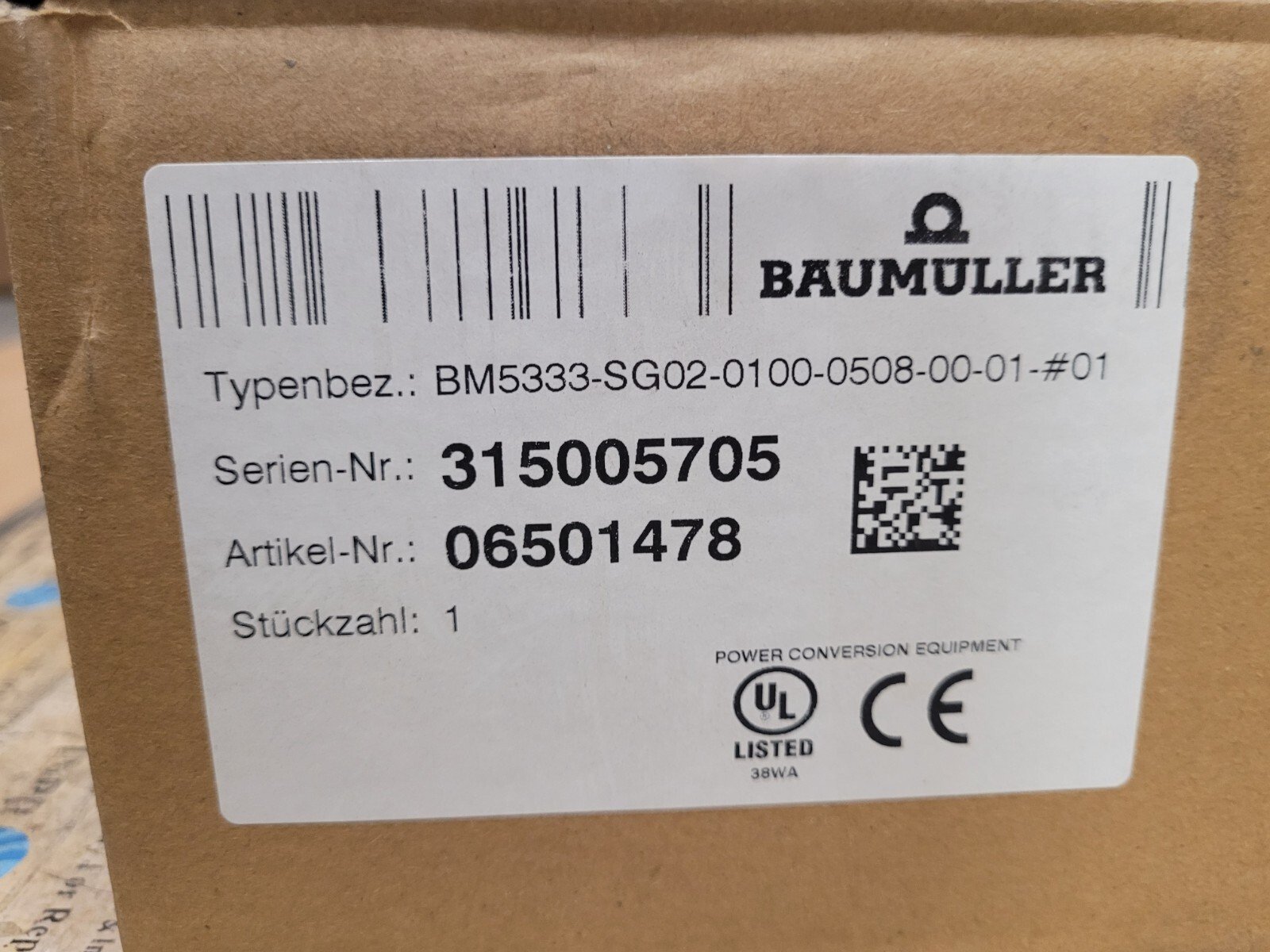 Baumuller-servo-Power-Supply-BM5333-SG02-0100-0508-00-0101-Art-06501478-New-156237027175 Baumuller servo Power Supply BM5333-SG02-0100-0508-00-01#01 Art. 06501478, New - Image 1