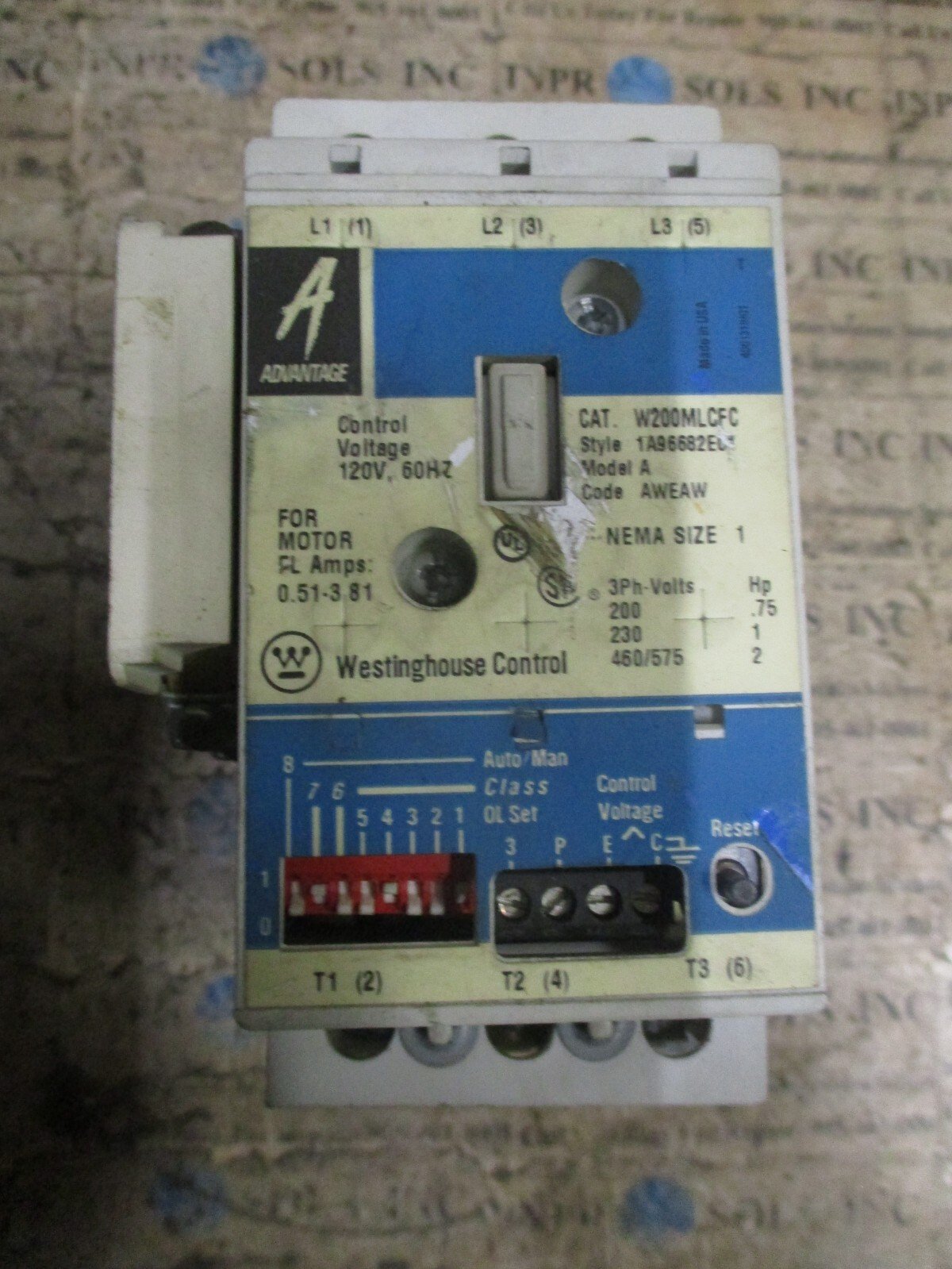 Westinghouse-W200MLCFC-Contactor-Module-3Ph-200-460VAC-1-2HP-381FLATested-155787259335 Westinghouse W200MLCFC Contactor Module 3Ph 200-460VAC 1-2HP 3.81FLA*Tested* - Image 1