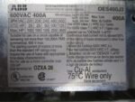 ABB OES400J3 Fusible Panel Disconnect Switch 400A 600VAC 25/125/350HP 3P*Tested* - Image 9