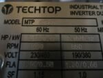 Techtop MTP-63B6D Industrial 3P Motor 0.18HP/0.12kW 1050RPM 230/460VAC*NEW* - Image 6