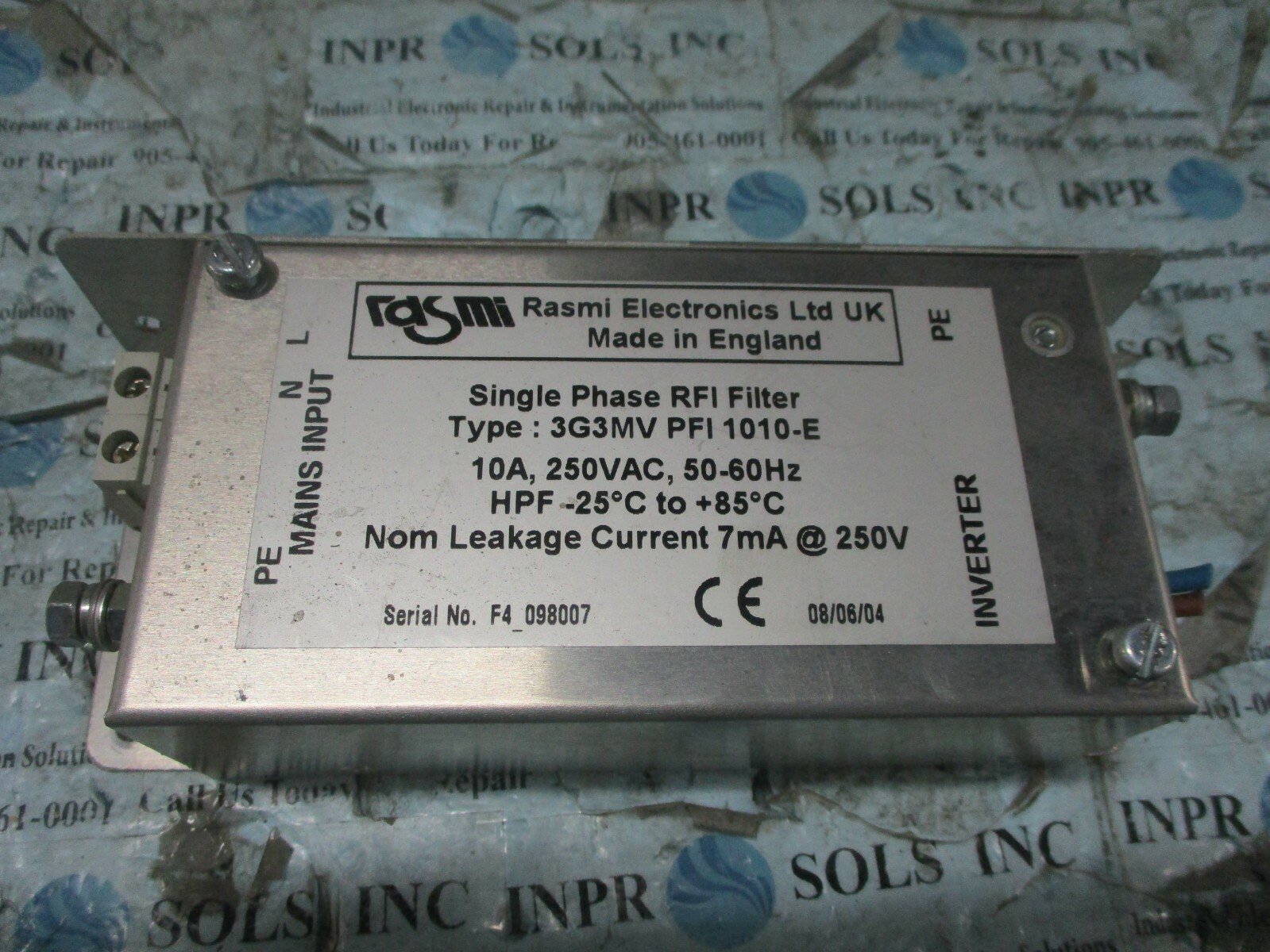 Rasmi-Electronics-3G3MV-PFI-1010-E-Single-Phase-RFI-Filter-250VAC-10A-Tested-163663785777 Rasmi Electronics 3G3MV PFI 1010-E Single Phase RFI Filter 250VAC 10A *Tested* - Image 1