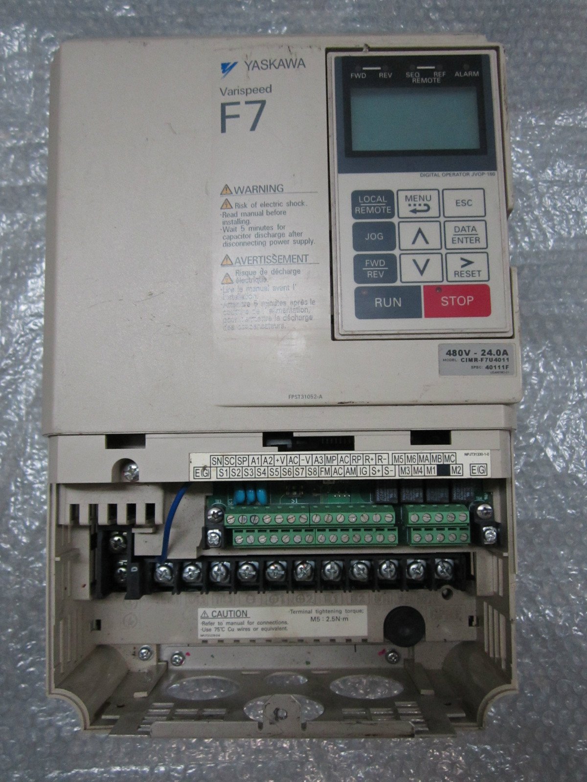 Yaskawa-CIMR-F7U4011-F7-Varispeed-AC-Drive-380-480VAC-18kVA21KVA-40111FTested-161897386437 Yaskawa CIMR-F7U4011 F7 Varispeed AC Drive 380-480VAC 18kVA/21KVA 40111F*Tested* - Image 1