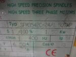 MTS GMT Spindle SFM3542C-24/1.50TMP 24000r/min 1.5kW 6.50A 220VAC 3-Pha *TESTED* - Image 9