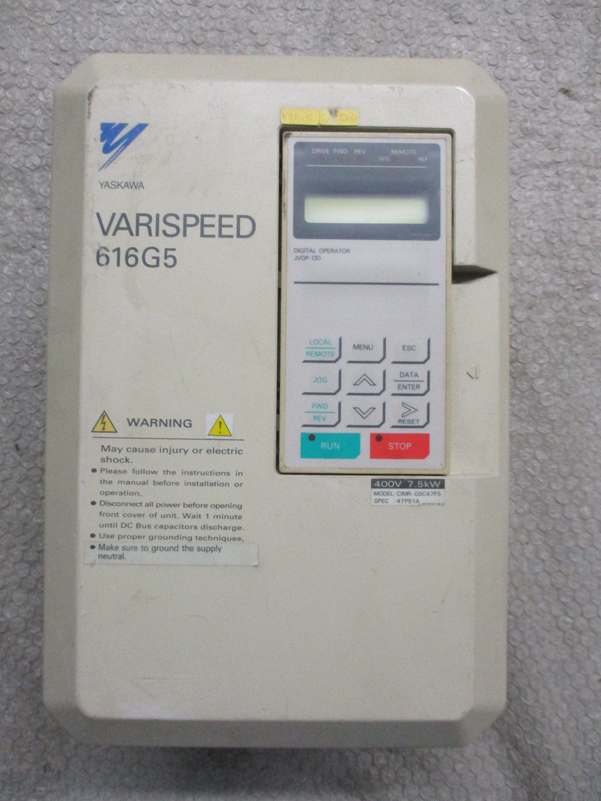 Yaskawa-CIMR-P5E47P5-Varispeed-616G5-AC-Drive-380-460VAC-18A-14KVA-Tested-153022387598 Yaskawa CIMR-P5E47P5 Varispeed 616G5 AC Drive 380-460VAC 18A 14KVA *Tested* - Image 1
