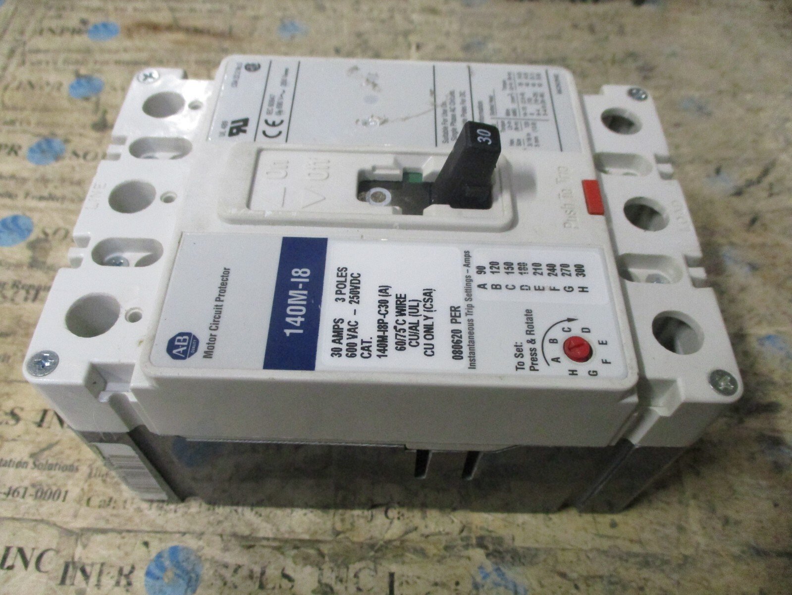 Allen-Bradley-140M-I8P-C30A-Molded-Case-Circuit-Protector-30A-600VAC-Tested-167359776659 Allen Bradley 140M-I8P-C30(A) Molded Case Circuit Protector 30A 600VAC *Tested* - Image 1