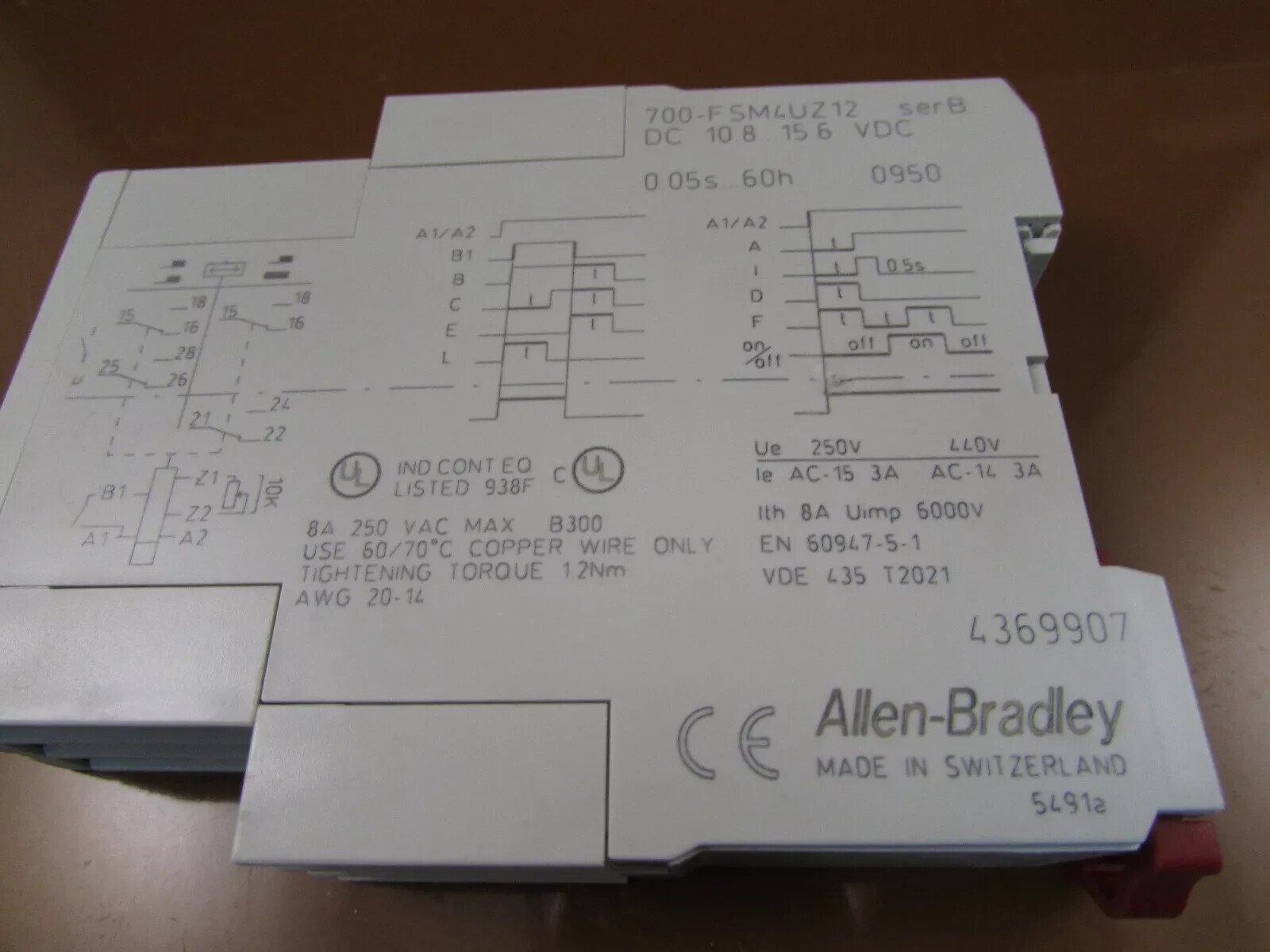 Allen-Bradley-700-FSB4UZ12-FSBU-Timer-Unit-Ser-B-108-156VDC-005S-60h-Tested-167051680439 Allen Bradley 700-FSB4UZ12 FSBU Timer Unit Ser B 10.8-15.6VDC 0.05S-60h *Tested* - Image 1