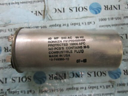 New Ronkin P91P09406H06 Capacitor 40 MF 240 AC 60 Hz Protected 10000 AFC *NEW*
