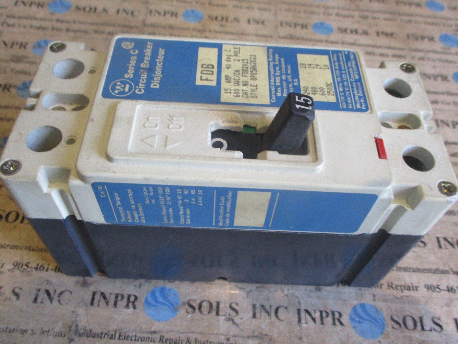 WestingHouse-FDB2015-Circuit-Breaker-15A-2Pole-600VAC-Series-C-1418kA-Tested-155164840709 WestingHouse FDB2015 Circuit Breaker 15A 2Pole 600VAC Series C 14/18kA *Tested* - Image 1