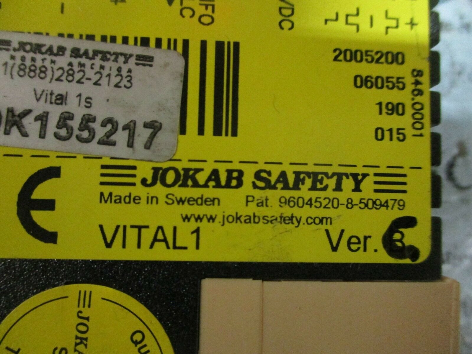 JOKAB SAFETY JOK155820 RELAY SAFETY MODULE VITAL 1 VER C 24VDC NEW QUANTITY!! 