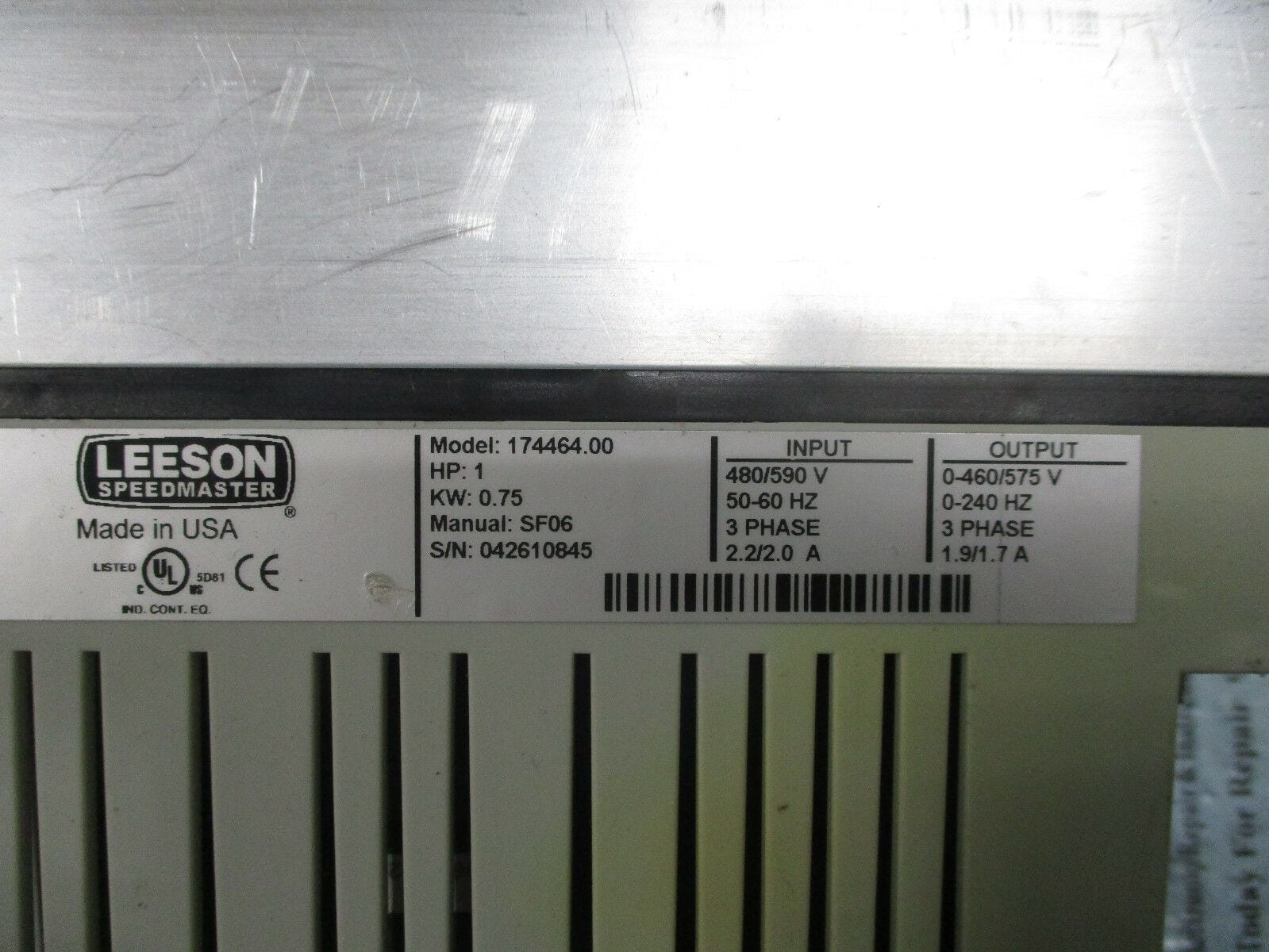 Details about   LEESON 174464.00 SM Plus Speedmaster AC Drive 1HP/0.75kW 480/590VAC *Tested* 