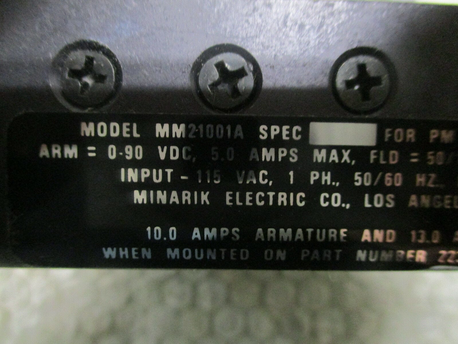 Minarik Electric MM21001A Drive 115Vac Input