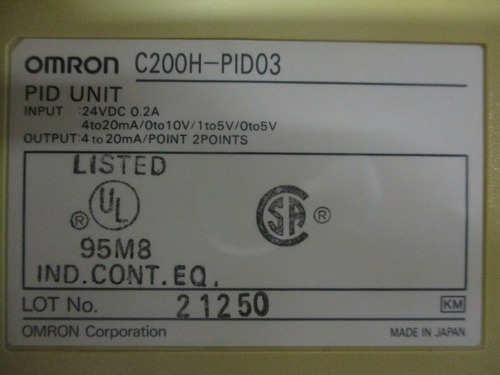 OMRON C200H-PID03 PID UNIT PID03 