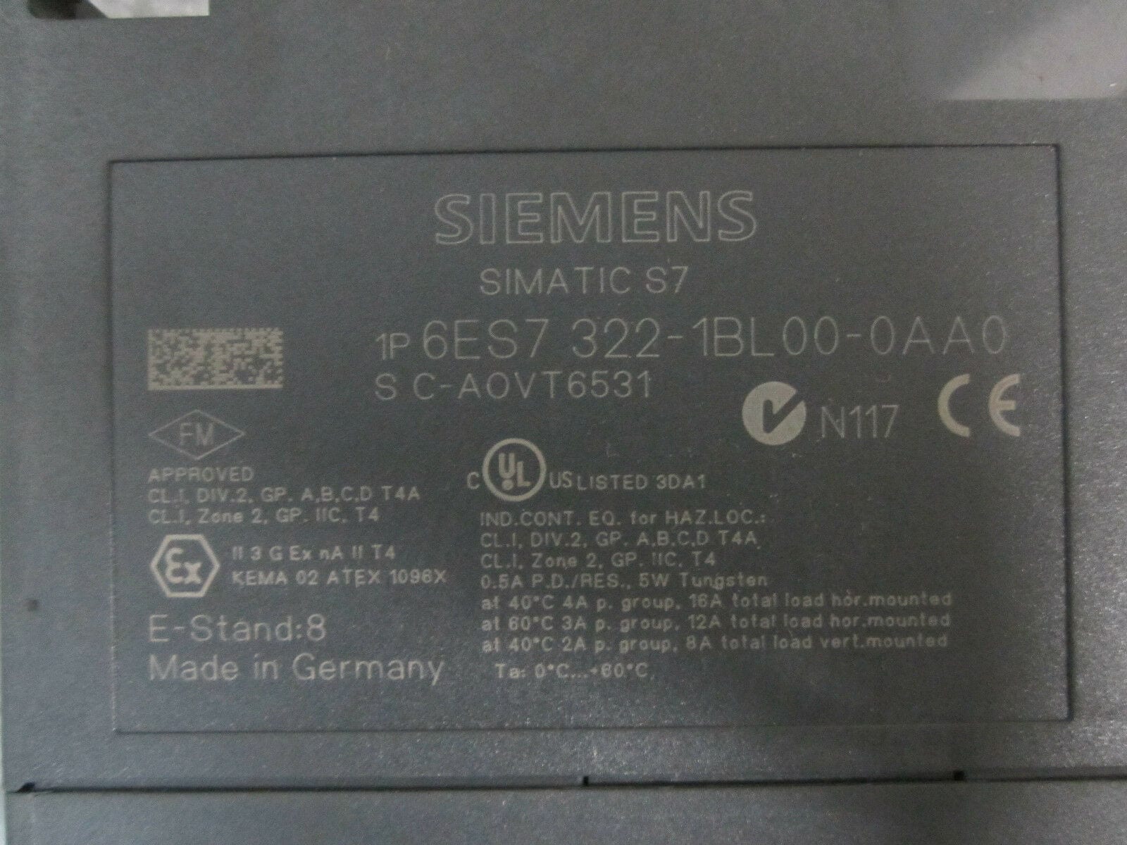 Siemens 6ES7 322-1BL00-0AA0 E-Stand 7 