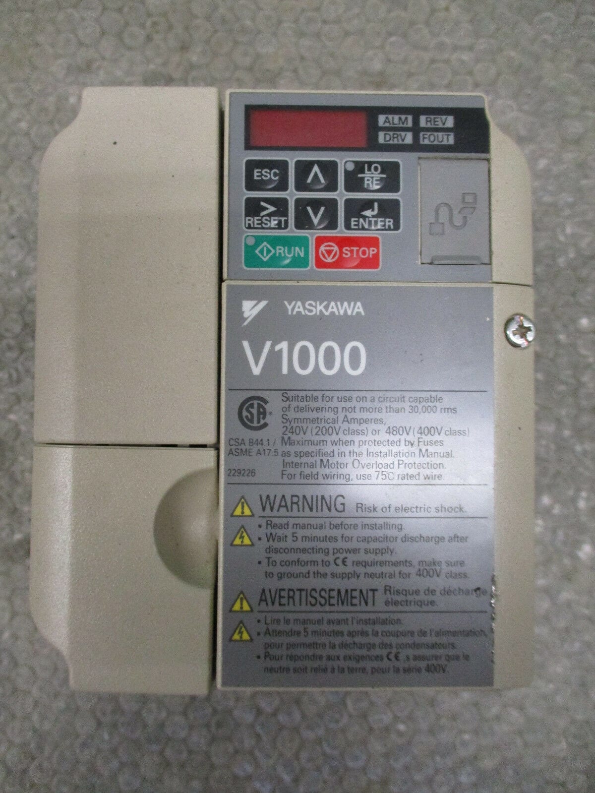 Yaskawa CIMR-VU4A0005FAA V1000 AC Drive *Fully Tested* 